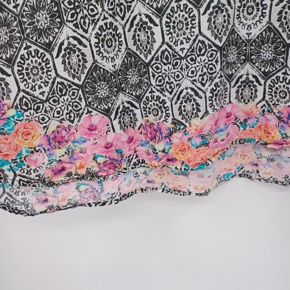 Tolani Collection Printed Woven Caftan Tunic Top Women's LP Floral Boho Hippie - Picture 6 of 10